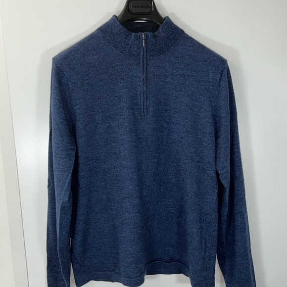 Patrick Assaraf Navy Blue 1/4 Zip Sweater. Size is Medium. Excellent used cond - Picture 6 of 13